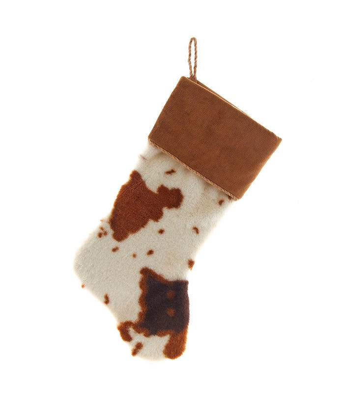 Tan and White Western Stocking - The Country Christmas Loft