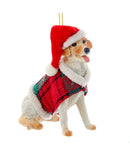 Yellow Labrador Retriever With Plaid Coat and Santa Hat Ornament - The Country Christmas Loft