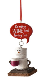 Toasted Smore Ornament - Drinking Wine and Feeling Fine - The Country Christmas Loft