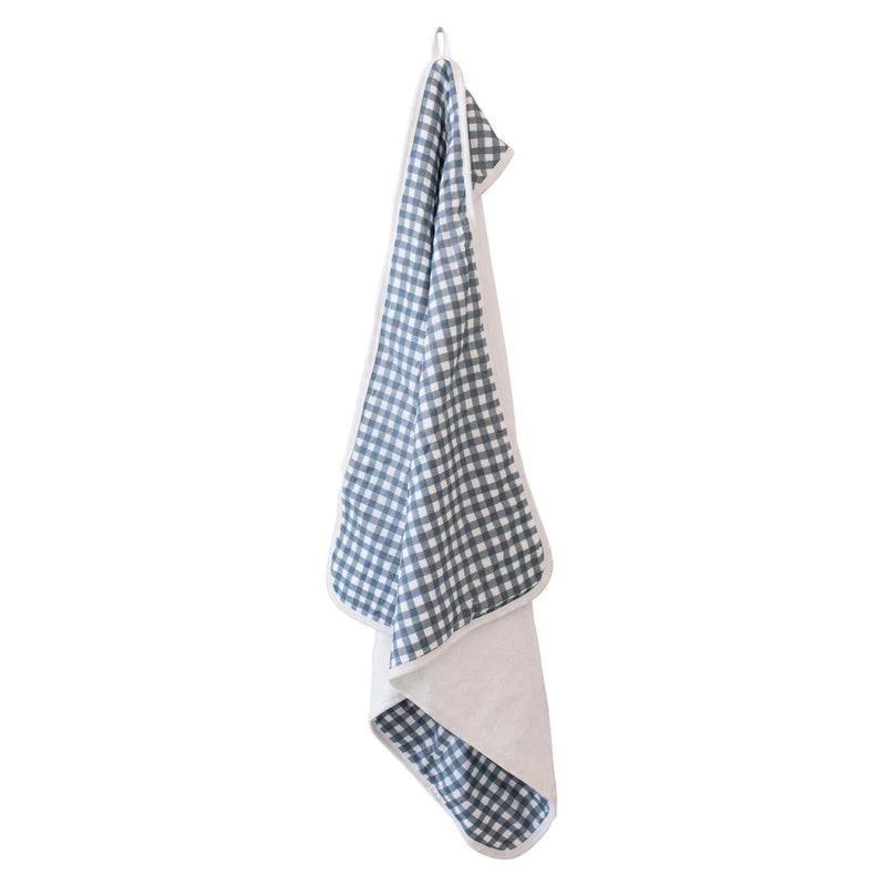 Lulujo Hooded Towel – Navy & Gingham - The Country Christmas Loft