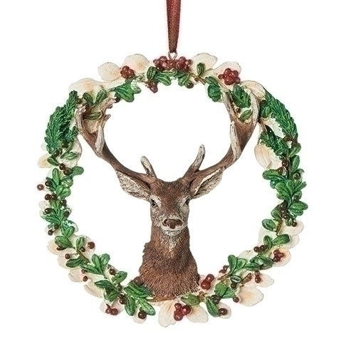 Deer in a Wreath Ornament - The Country Christmas Loft