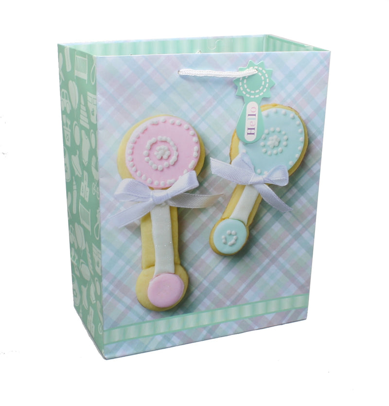 Pink and Blue  Baby Rattle Gift Bag - The Country Christmas Loft