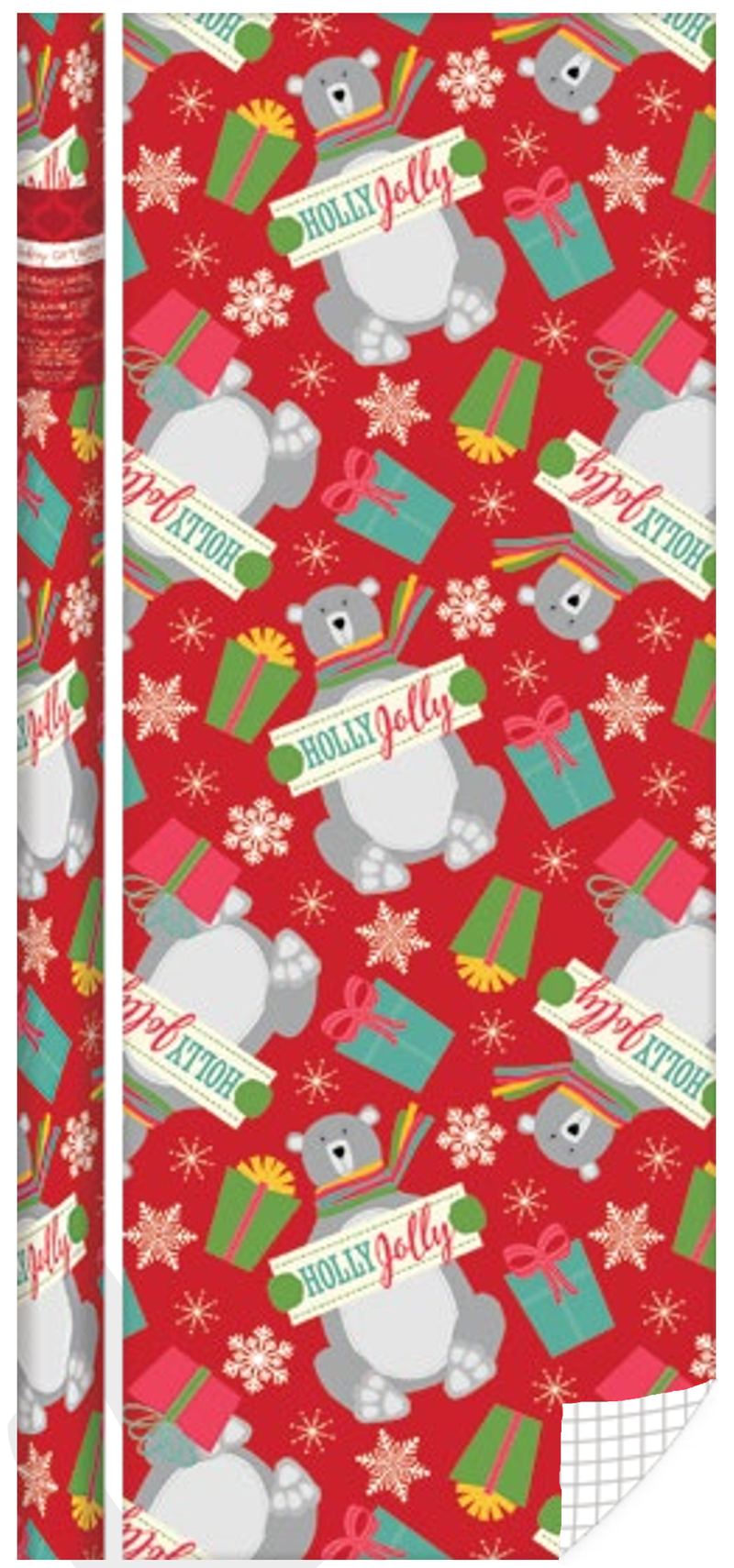 Kids Roll Wrap - 40" x 288" - Holly Jolly Bear - The Country Christmas Loft