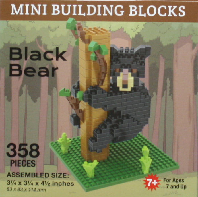 Black Bear on Tree Mini Building Blocks - The Country Christmas Loft