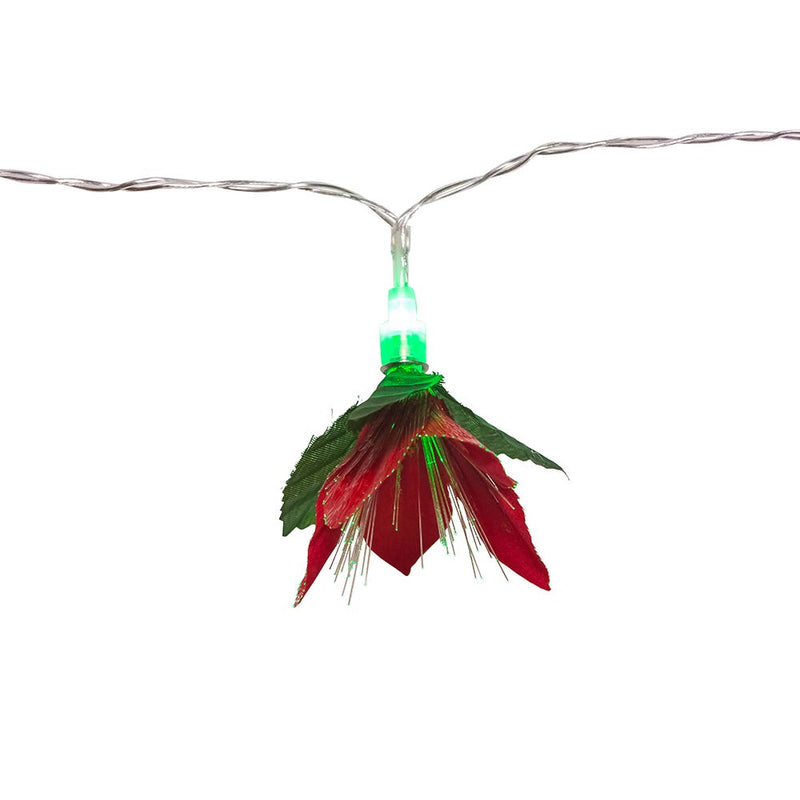 10-Light LED Fiber Optic Poinsettia Light Set - The Country Christmas Loft