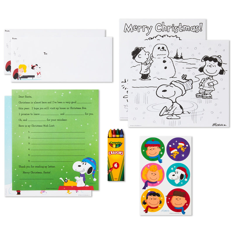 Peanuts Letters to Santa Stationery Kit With Stickers and Crayola Crayons