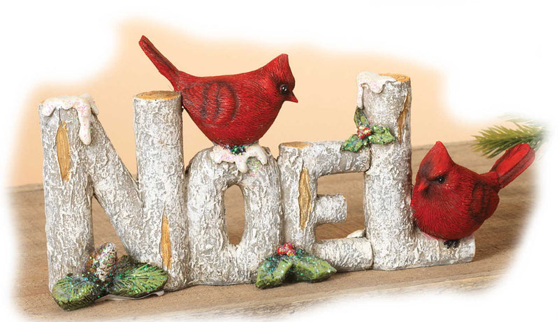 9.5 Inch Resin Birch Sign with Cardinals - - The Country Christmas Loft