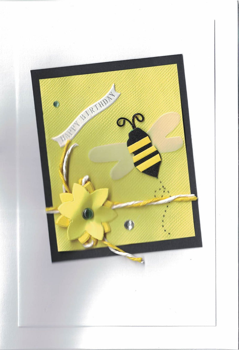 Handmade Embellished Birthday Card - Bumble Bee