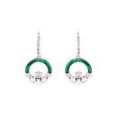 Green Malachite Sterling Silver Claddagh Drop Earrings