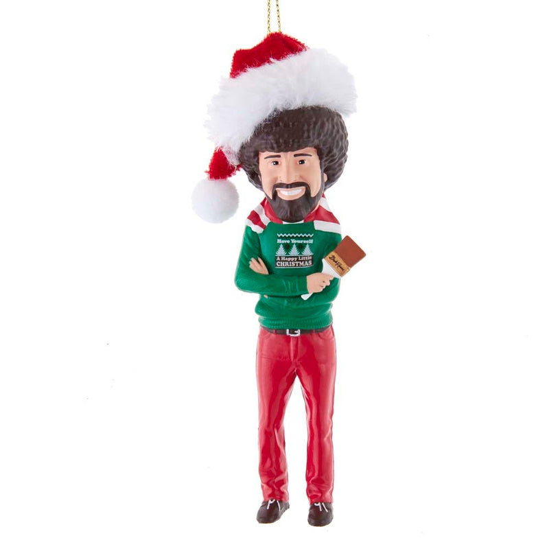 Bob Ross With Santa Hat Ornament - The Country Christmas Loft