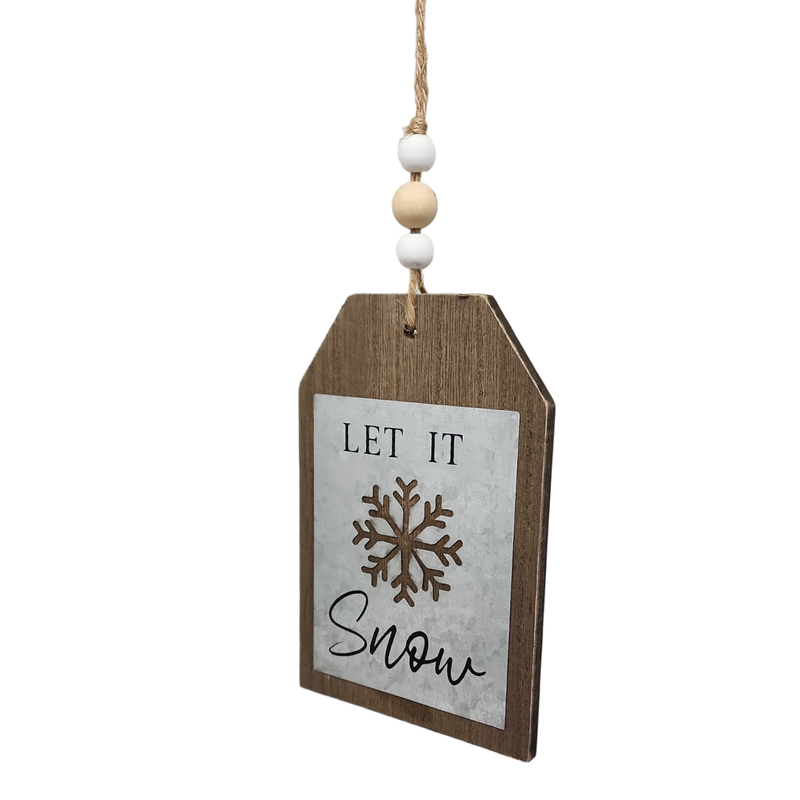 Holiday Tag Sign with Beaded Hanger -