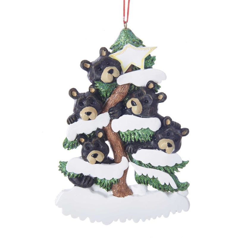Bear Family on Tree Ornament -  Family of 5 - The Country Christmas Loft