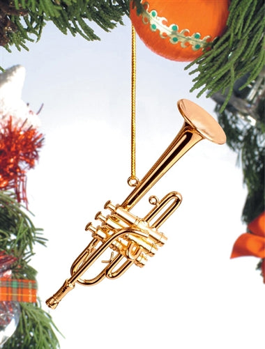Gold Trumpet Ornament - 3.5" - The Country Christmas Loft
