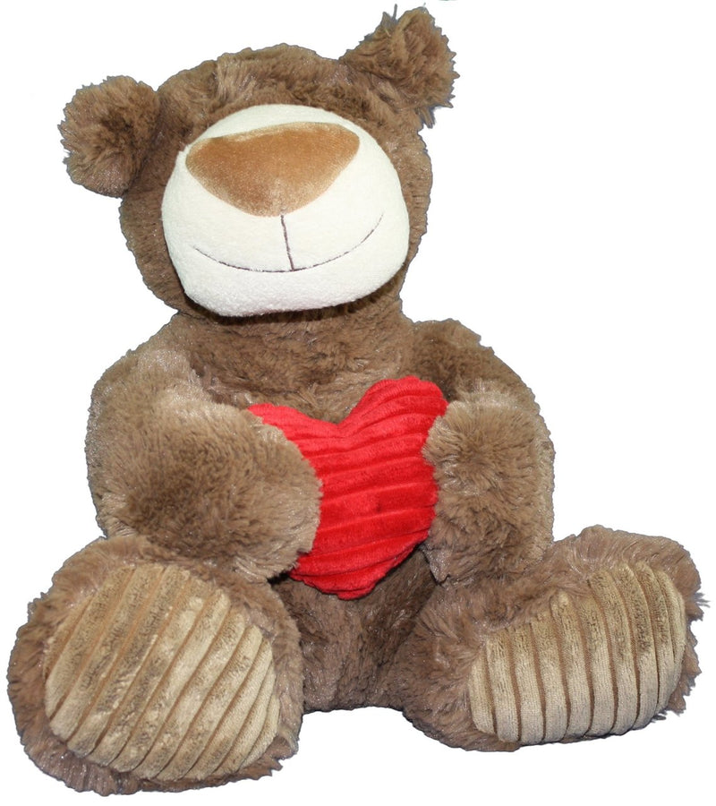 Aurora Mocha Latte Teddy Bear With Stuffed Heart - 15 Inch