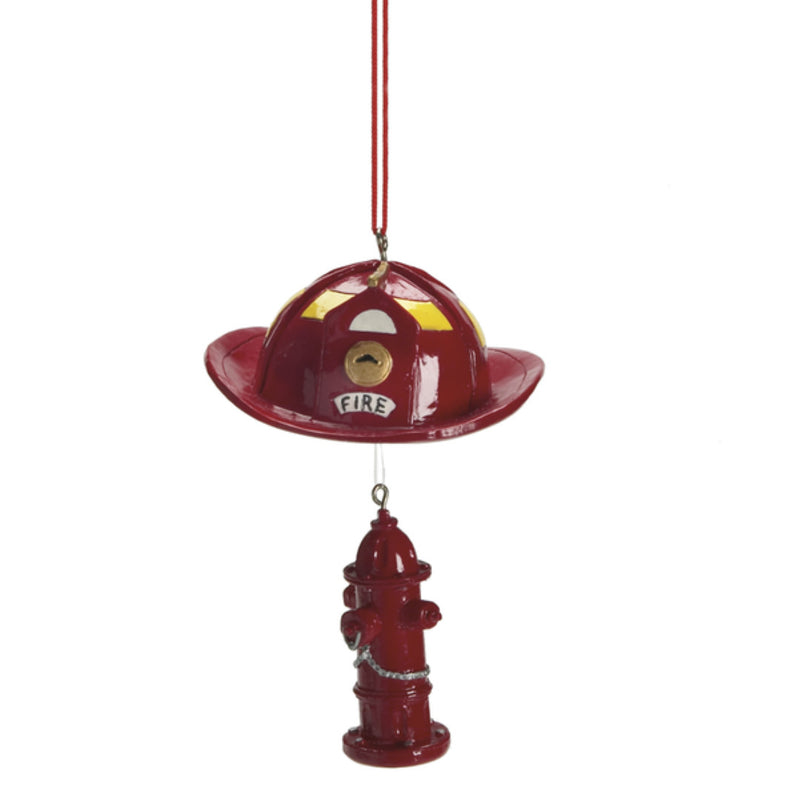 Fire Fighter Hat with Hydrant Ornament - The Country Christmas Loft