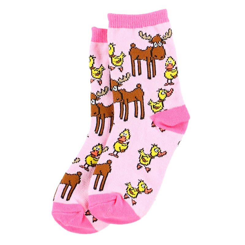 Duck and Moose Pink Kids Socks - - The Country Christmas Loft