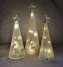 LED Glass Tree With Shooting Star and Deer Scene - 3 Piece Set - Christmas >> Decor - by Red Carpet Studios