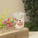 6" Frosted Hurricane with Bicycle and Flower Scene - The Country Christmas Loft