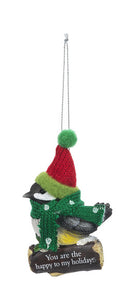 Cozy Bird Ornament - You are the happy to my holidays - The Country Christmas Loft