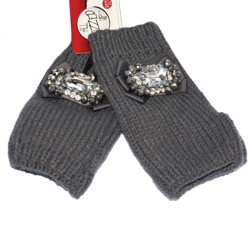 Jeweled Fingerless Gloves - Slate - The Country Christmas Loft