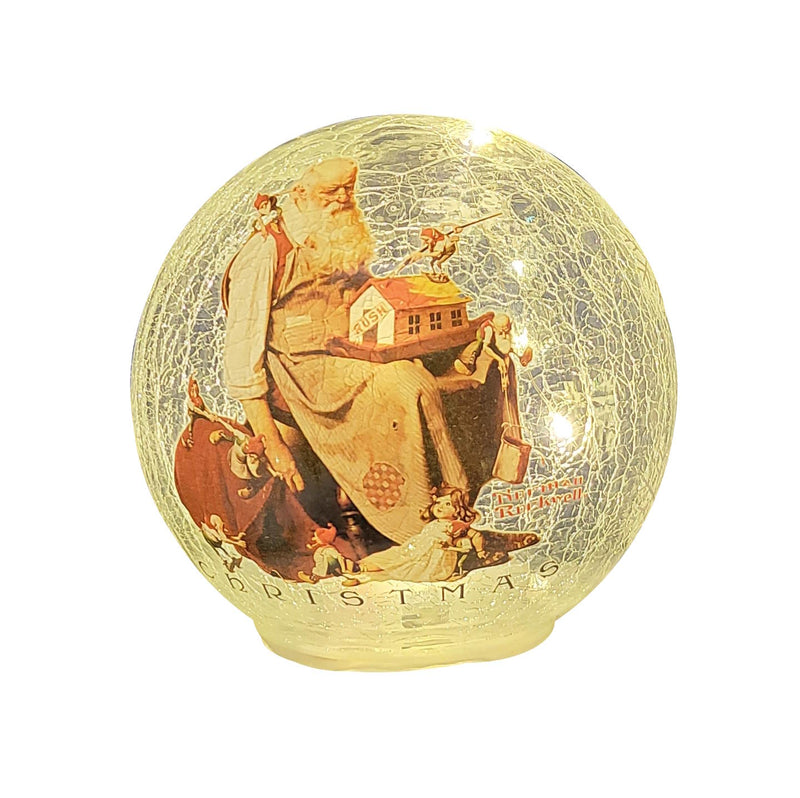 Lighted Globe - Norman Rockwell Christmas Santa With Elves