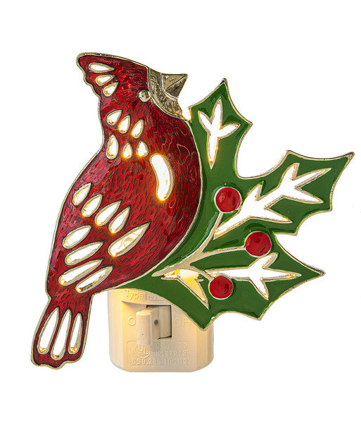 Cardinal & Holly Night Light - The Country Christmas Loft