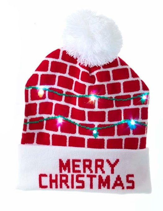 Battery-Operated LED Light-Up Knit Hat - - The Country Christmas Loft
