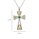 Celtic Trinity Emerald and Diamond Cross Necklace