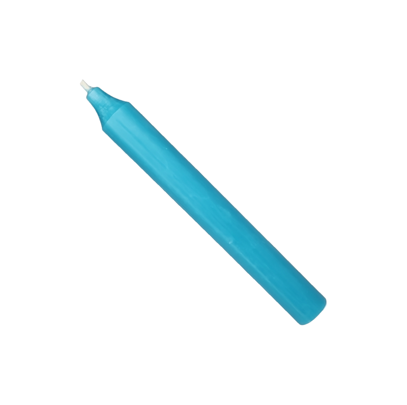 Rustic Taper Dinner Candle - 7 Inch Turquoise