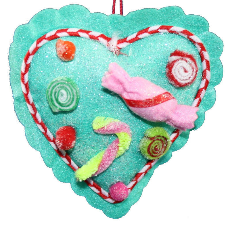 4 In. Fleece Candy Heart Ornament - Blue - The Country Christmas Loft