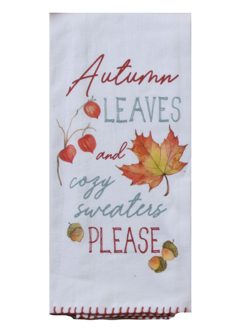 Autumn Leaves Krinkle Flour Sack Towel - The Country Christmas Loft
