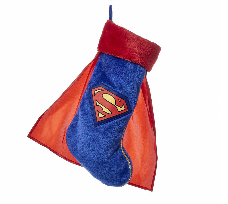 Superman With Cape Applique Stocking - The Country Christmas Loft
