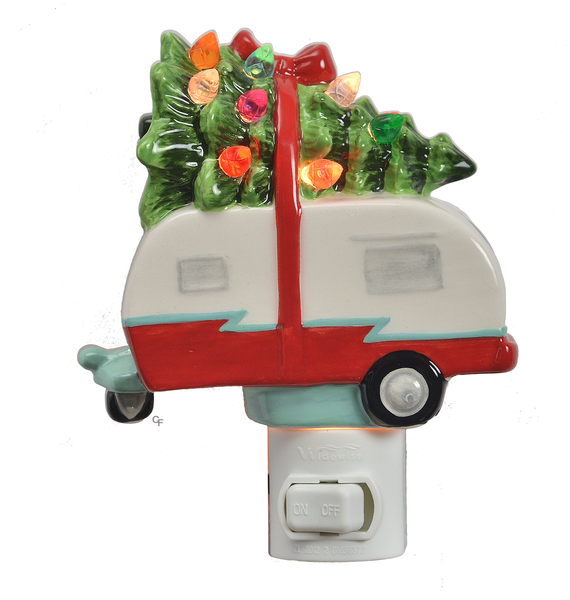 Ceramic Camper with Tree Nightlight - The Country Christmas Loft