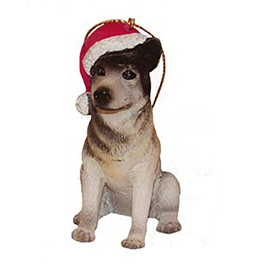 Dog in a Santa Hat Ornament - Husky - The Country Christmas Loft