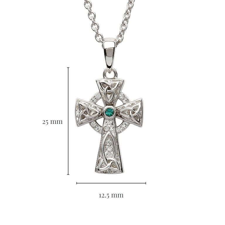 Celtic Trinity Knot Cross Adorned With  Swarovski  Crystals Necklace