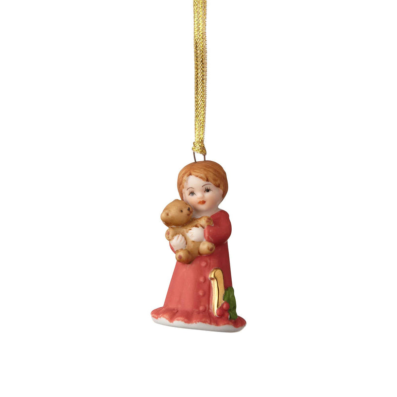 Growing Up Girl Ornament - Brunette Age 1 - The Country Christmas Loft