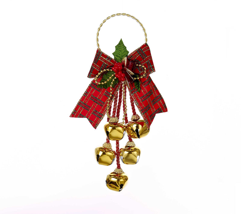 Jingle Bell Door Hanger With Bow - The Country Christmas Loft