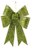 Glittered Bow Ornament -  Green - The Country Christmas Loft