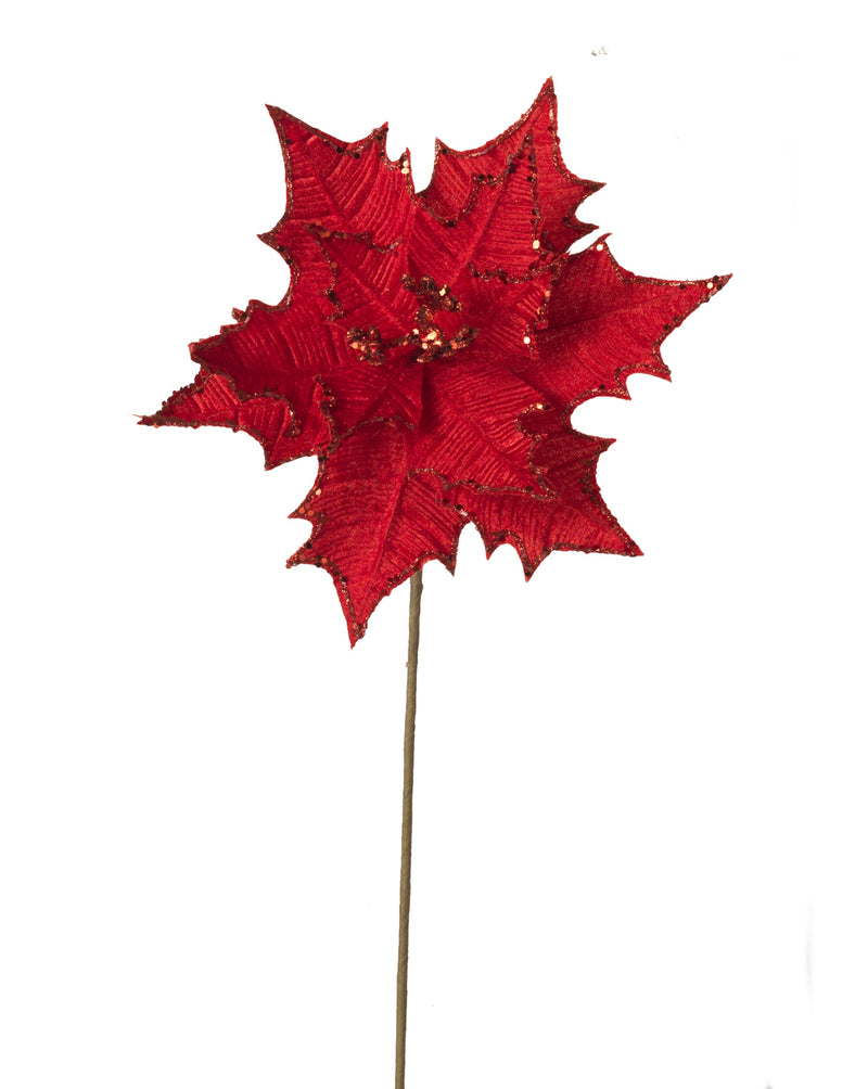 Holiday Poinsettia With Glitter Accent - Red