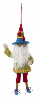 10 Inch Gnome Wearing Sunglasses Ornament - Green - The Country Christmas Loft