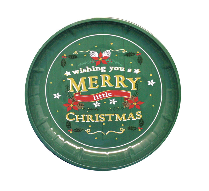 Christmas Tin Round Plate -