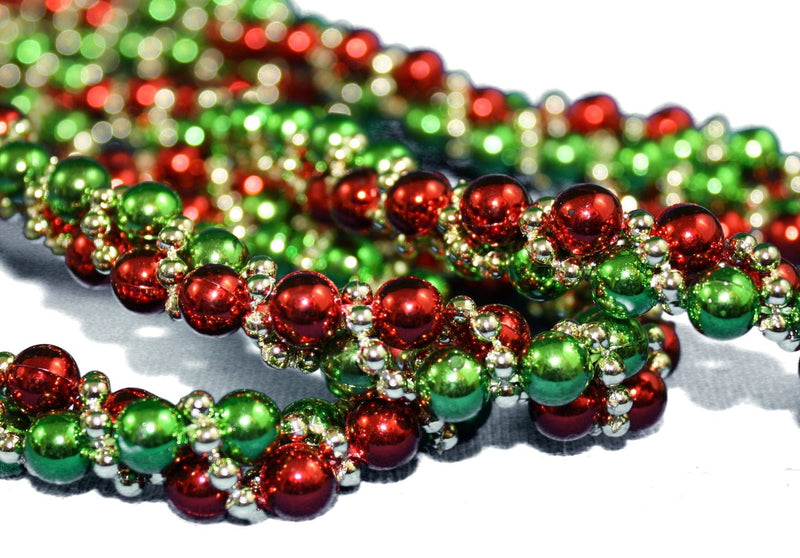 Red, Green and Gold Bead Twisted Garland - The Country Christmas Loft