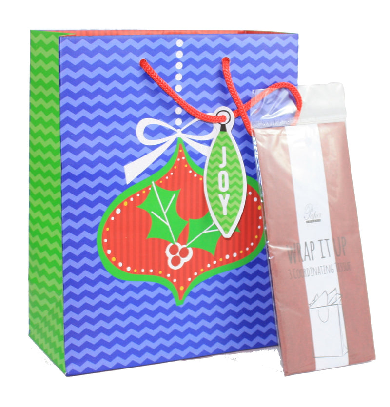 Medium Gift Bag With Tissue - Holly Orn