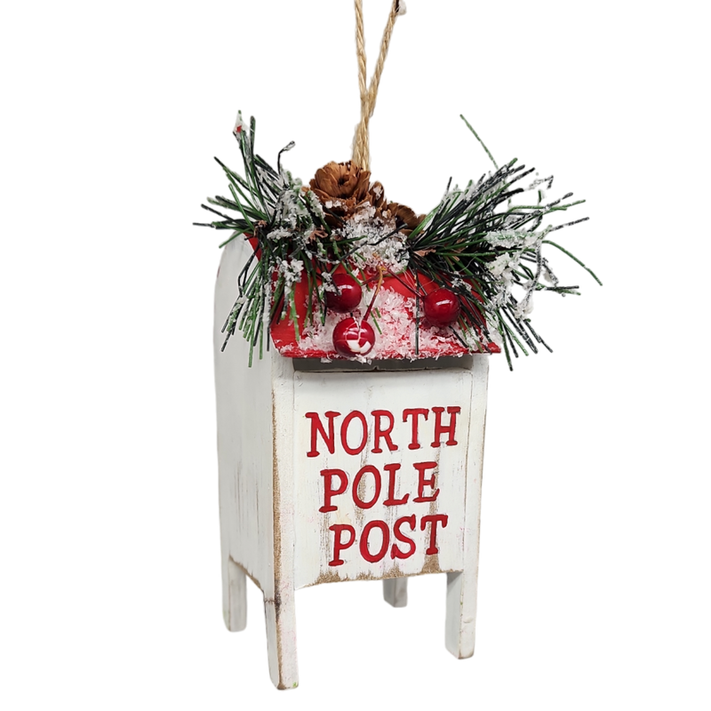 Wooden Christmas Mailbox Ornament -