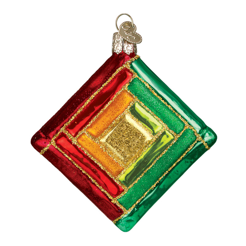 Quilt Square Glass Ornament - Block
