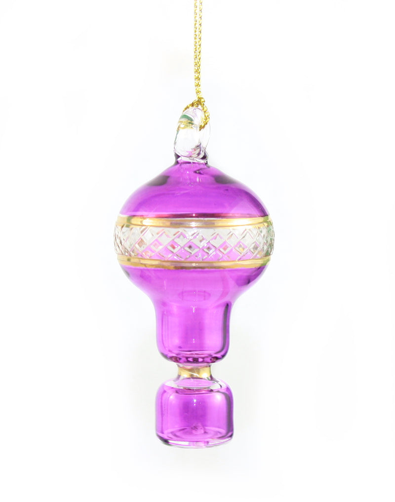 Mini Glass Hot Air Balloon Ornament - Purple