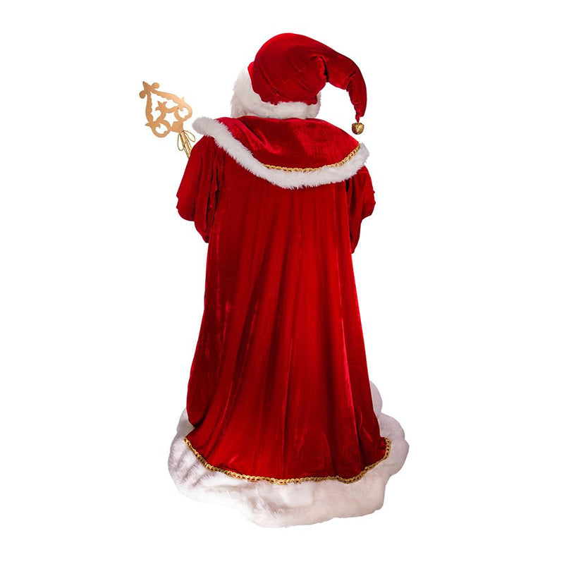 Kringle Klaus Elegant Santa With Staff - 72 Inches Tall - The Country Christmas Loft
