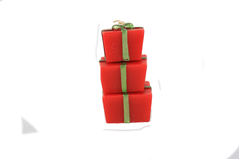 Stacking Gift Box Candle in Cello Bag - Red - The Country Christmas Loft