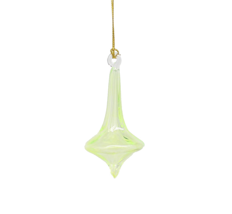 Blown Glass Teardrop Ornament - Mint - Low Bulge