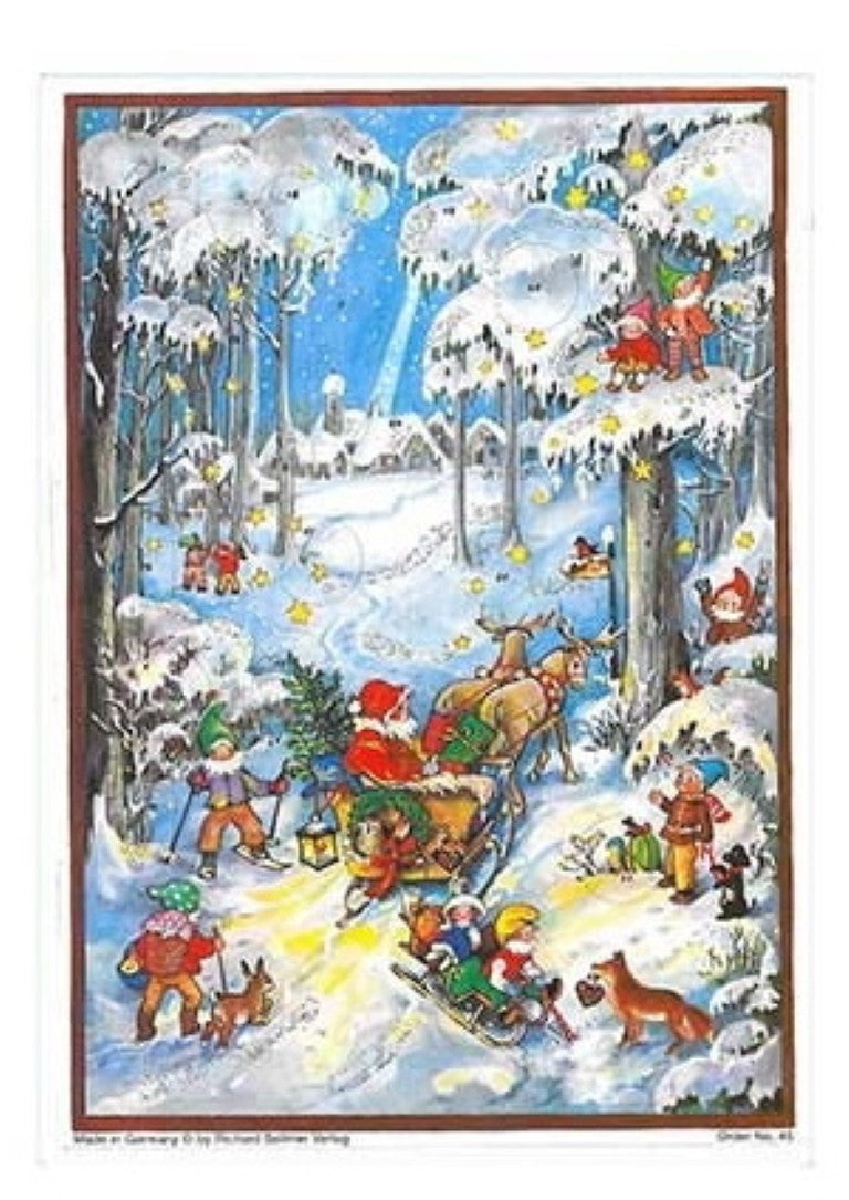 Glittered Advent Calendar - Santa in the Woods